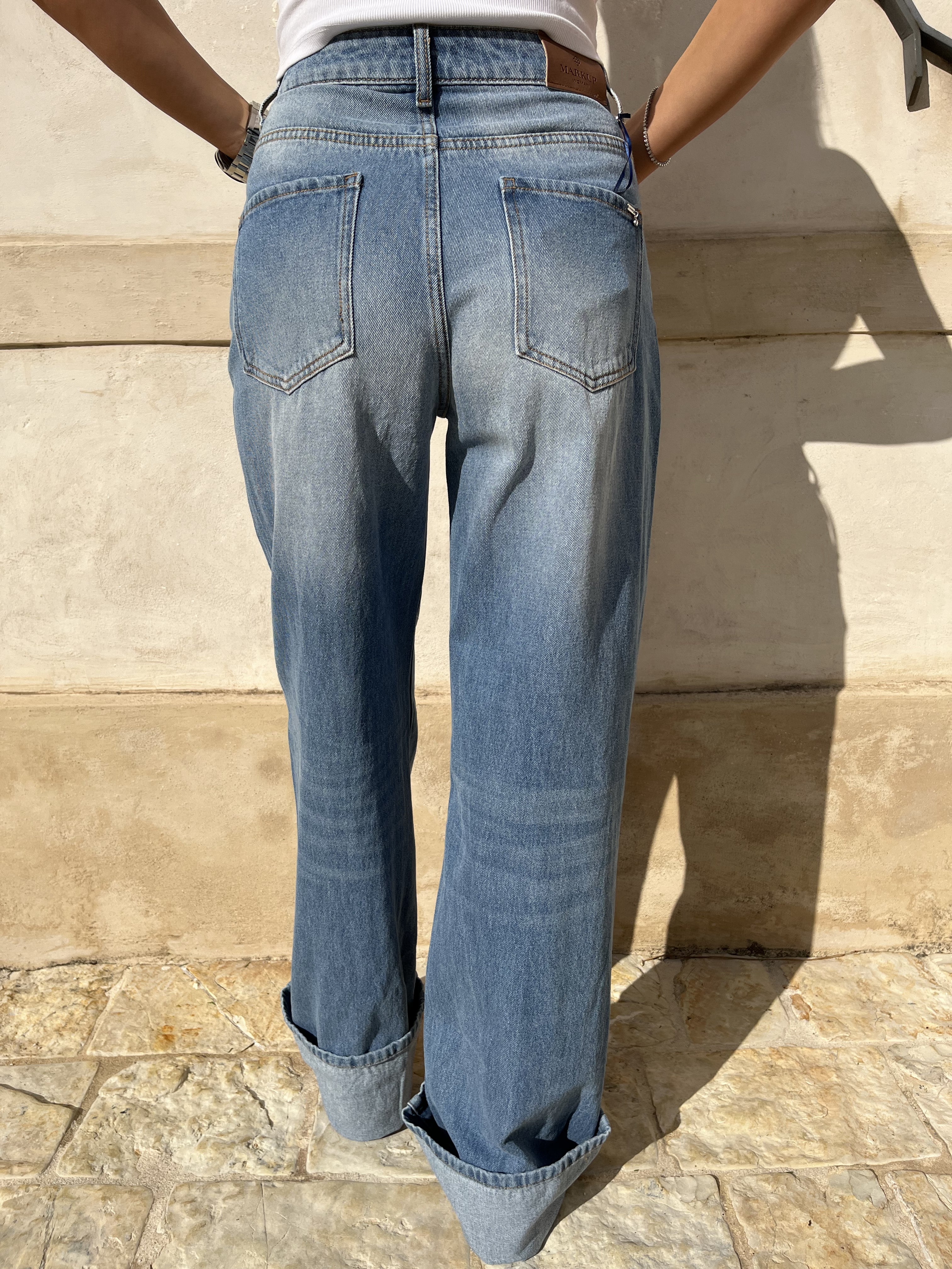 JEANS WIDE LEG LAVAGGIO CHIARO