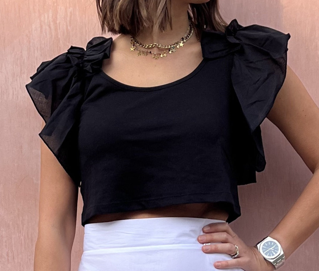CROP TSHIRT CON ROUCHES