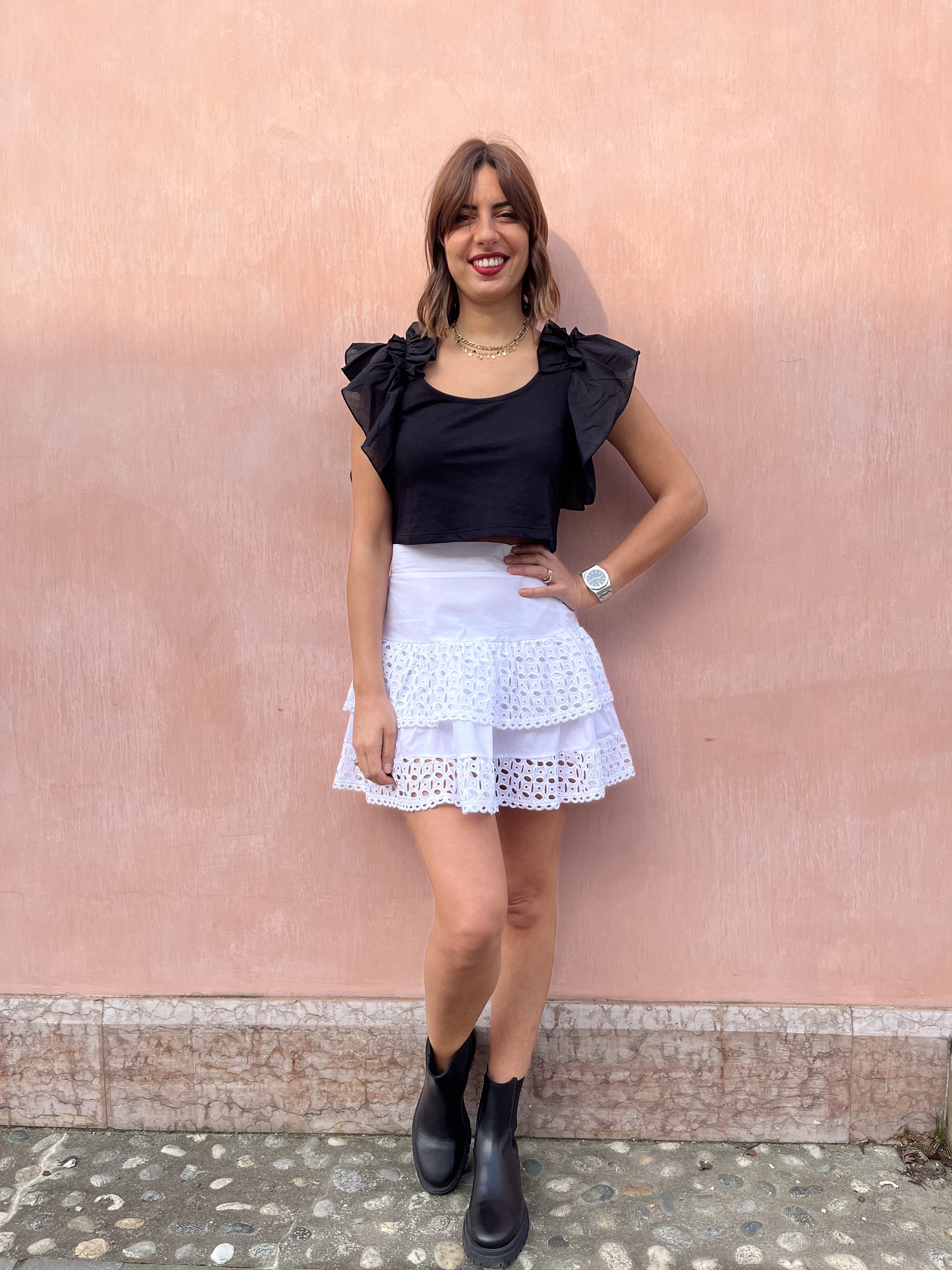 CROP TSHIRT CON ROUCHES
