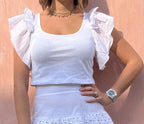 CROP TSHIRT CON ROUCHES
