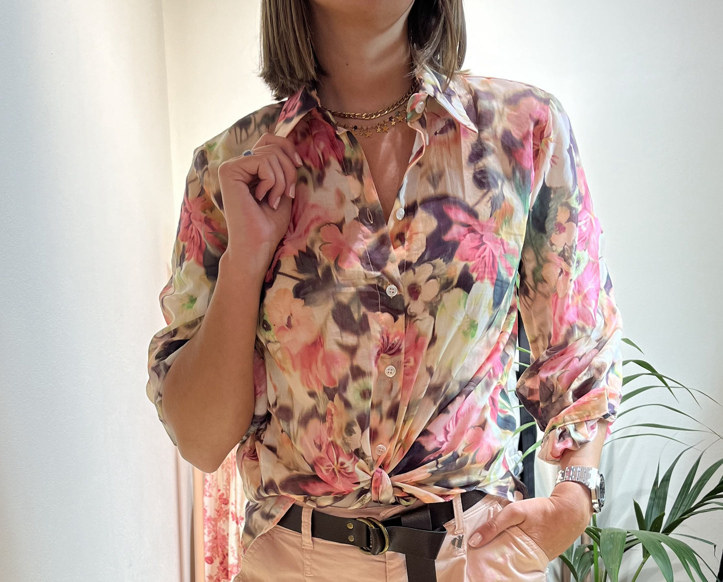 CAMICIA STAMPA FIORE MULTICOLOR