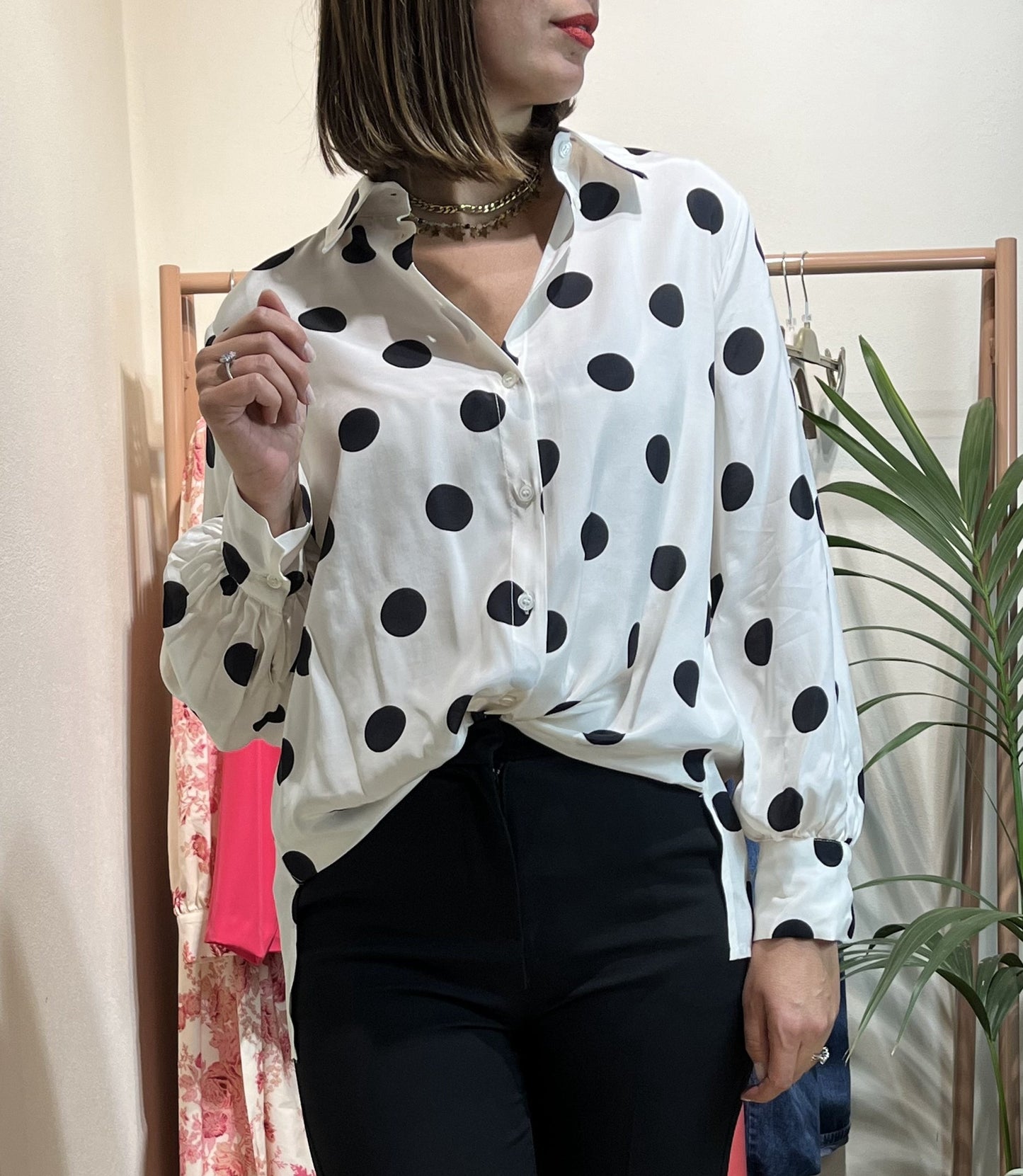 CAMICIA IN VISCOSA A POIS