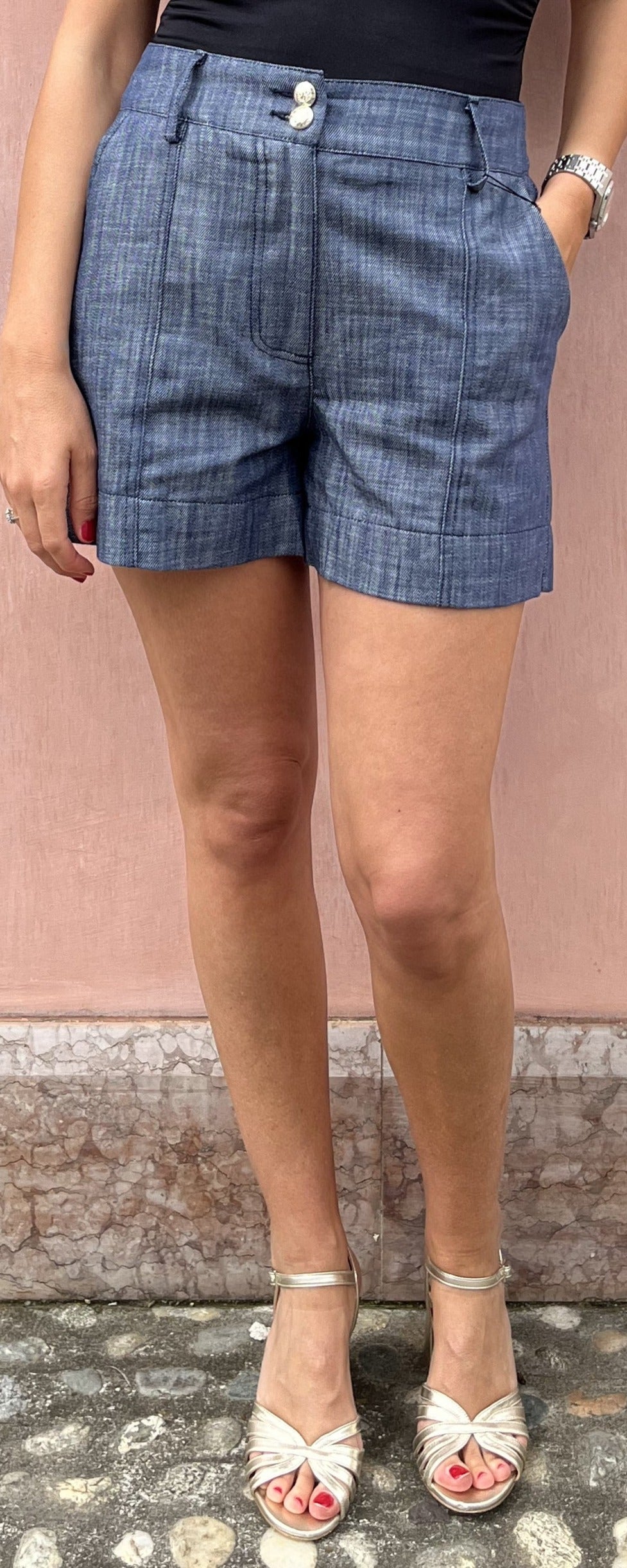 SHORT EFFETTO DENIM
