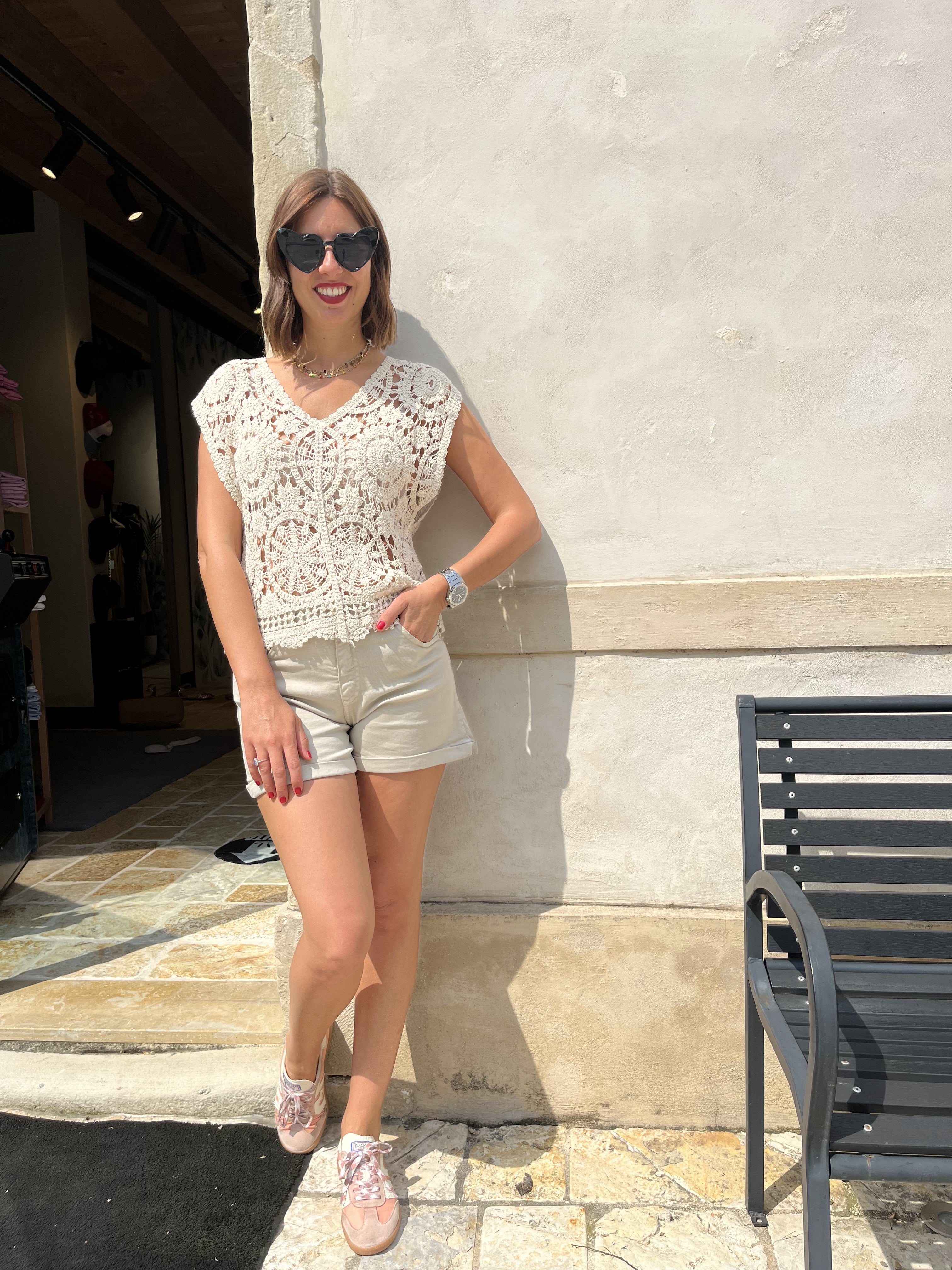 TOP CROCHET SMANICATO