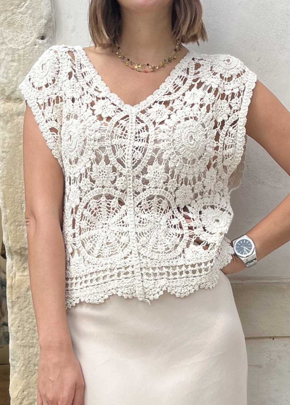 TOP CROCHET SMANICATO