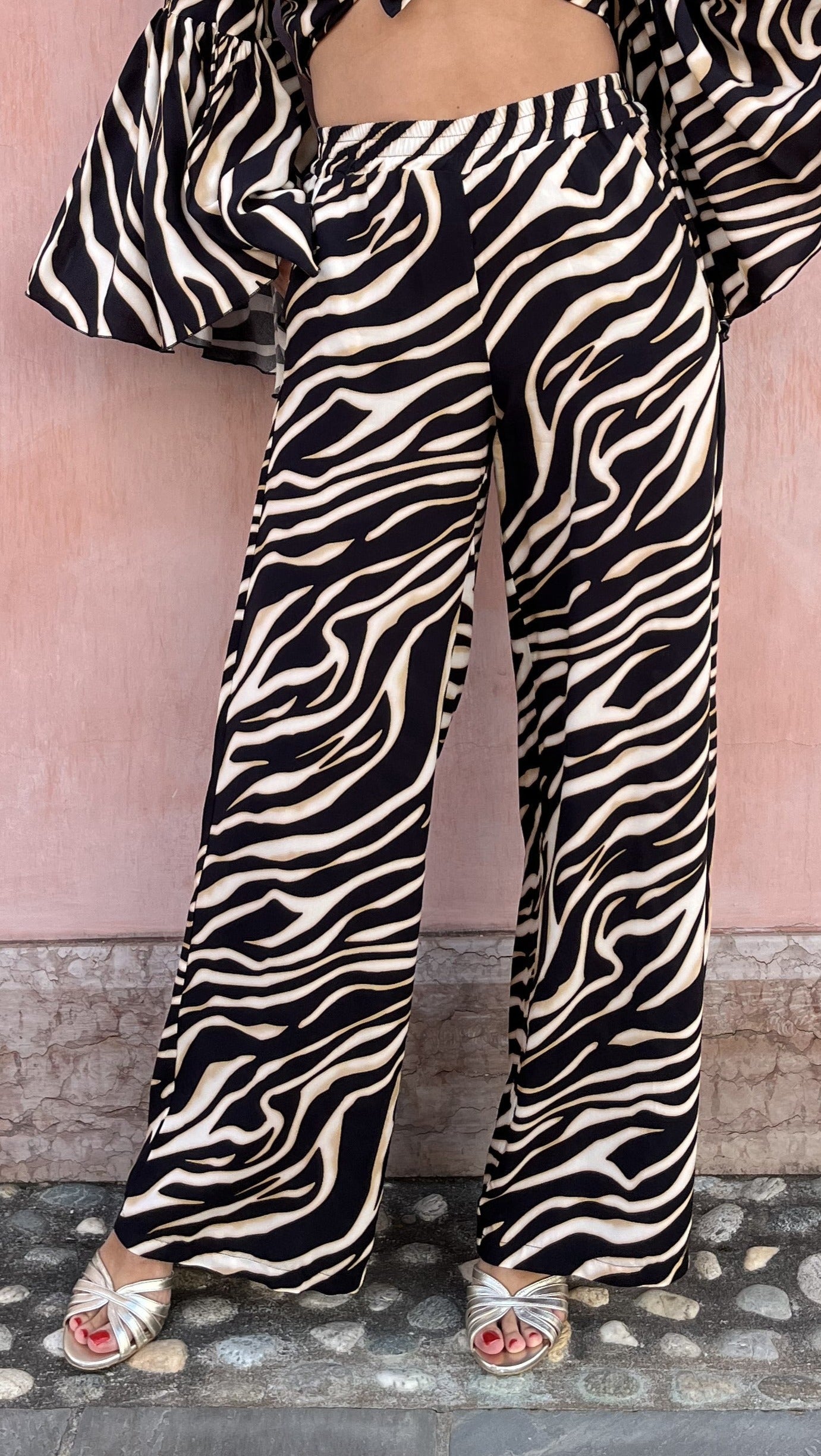 PANTALONE A PALAZZO ZEBRATO