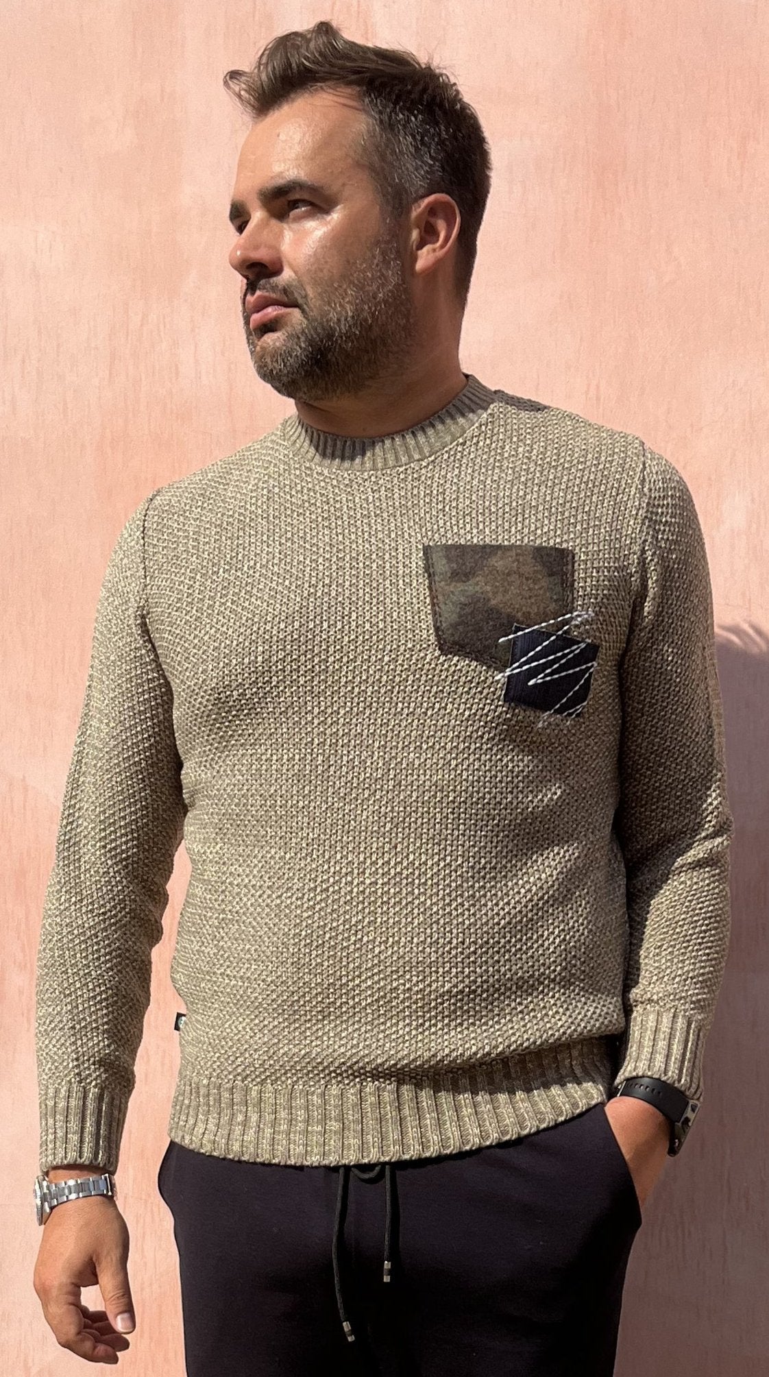 MAGLIONE PUNTO RISO PATCHWORK