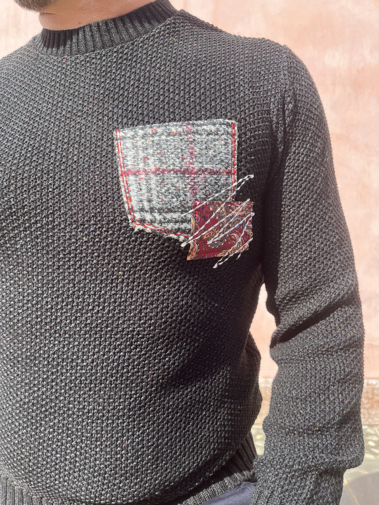 MAGLIONE PUNTO RISO PATCHWORK