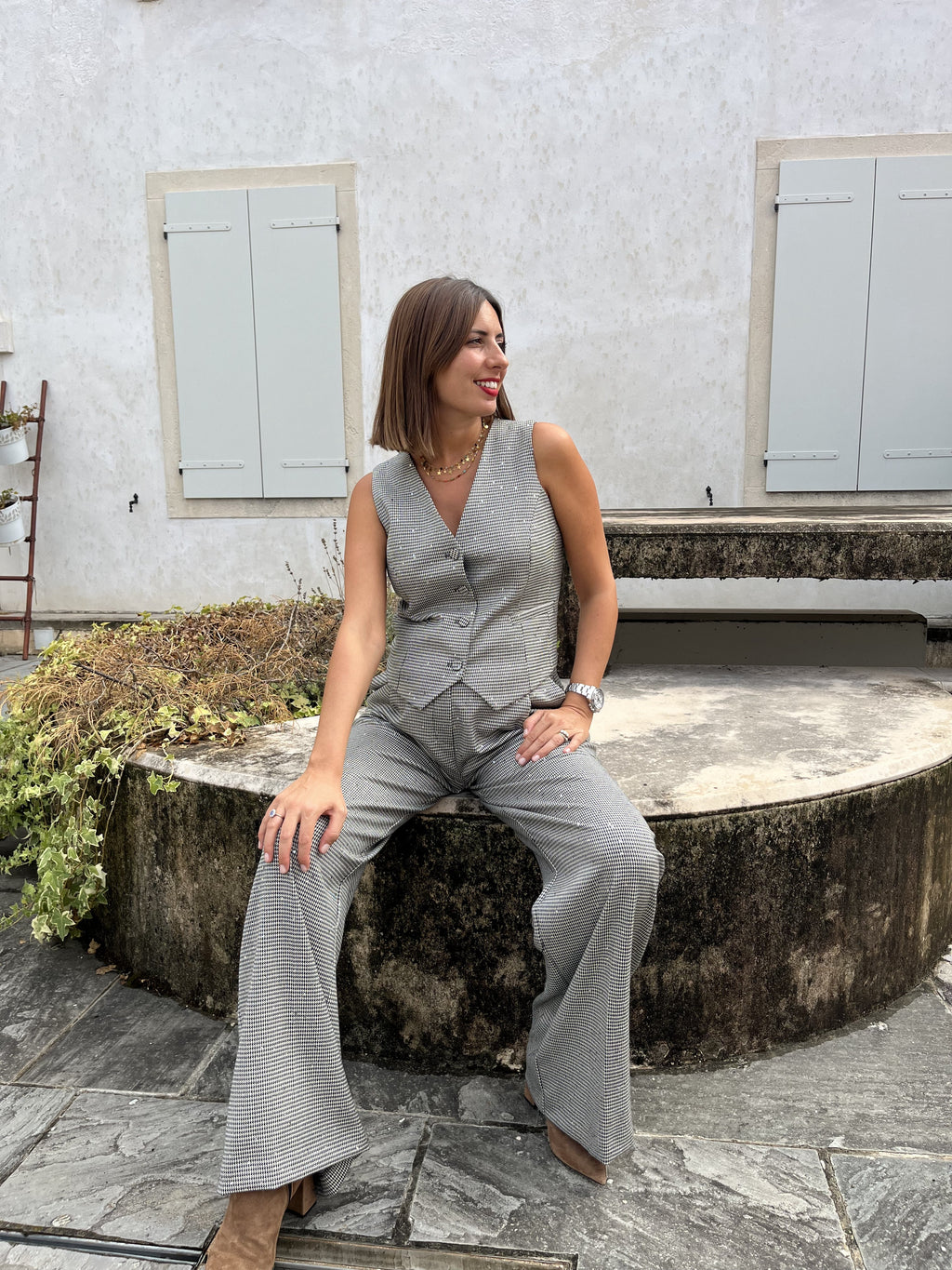 COMPLETO GILET E PANTALONE PALAZZO