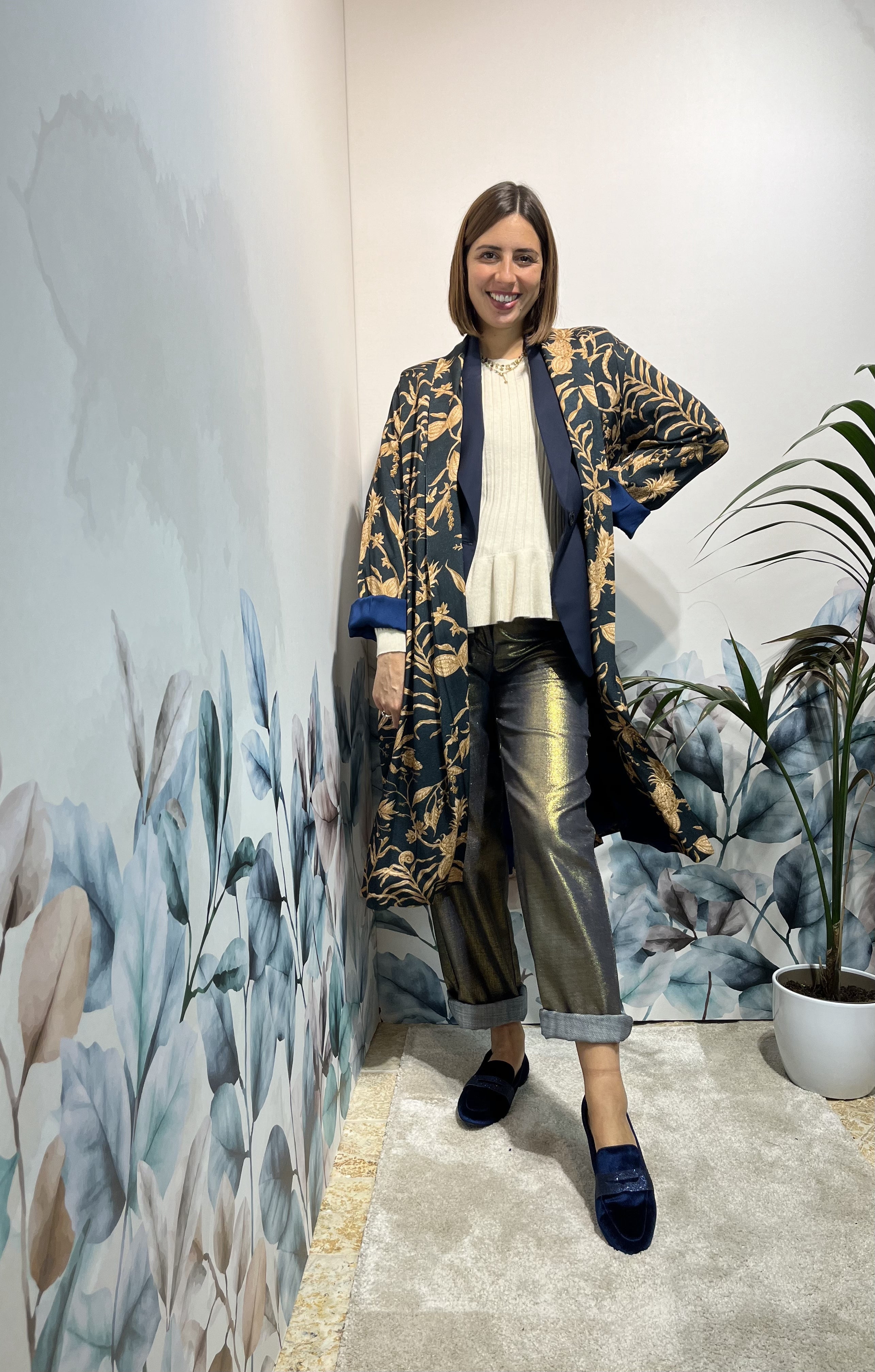 KIMONO FANTASIA BLU E BRONZO