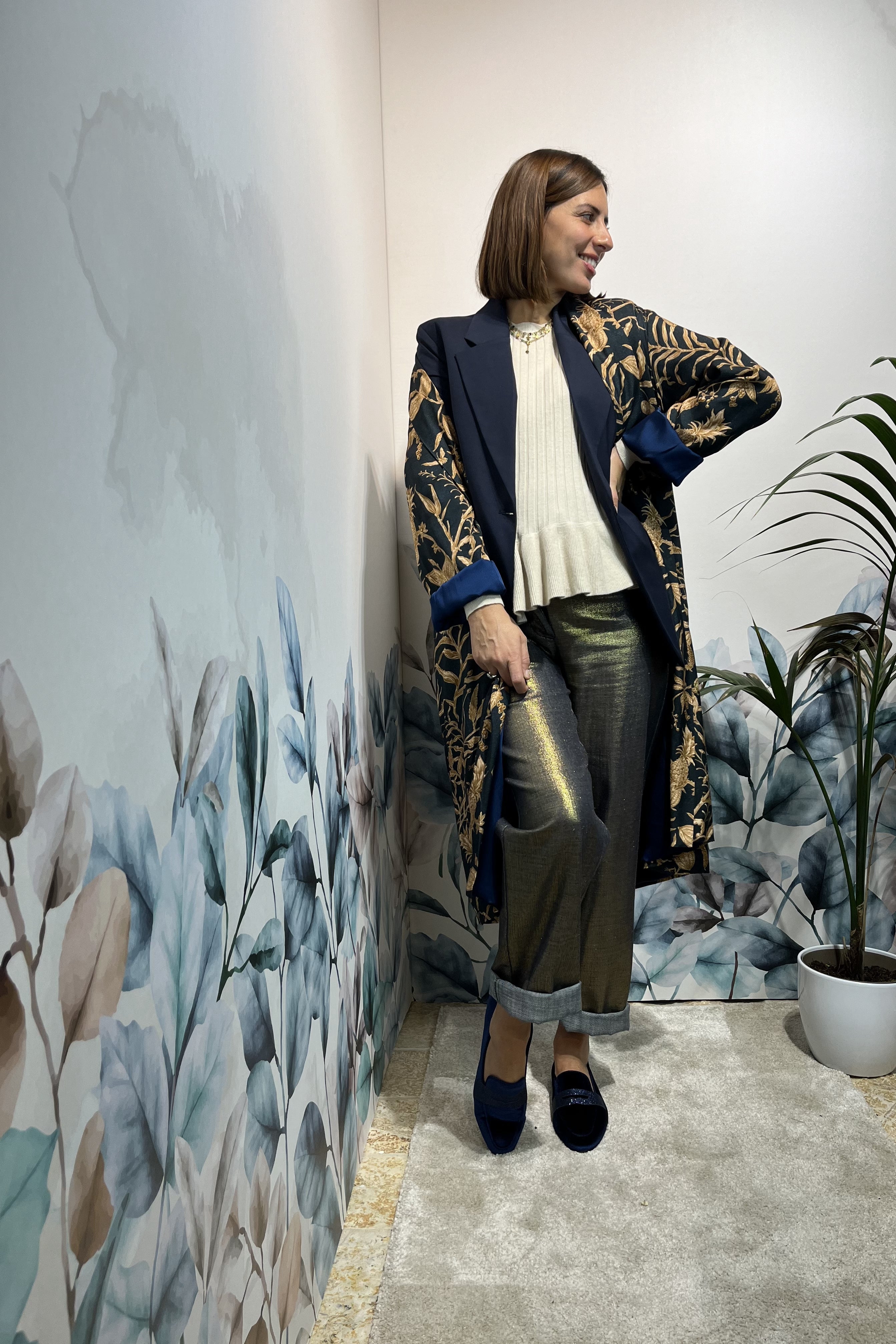 KIMONO FANTASIA BLU E BRONZO