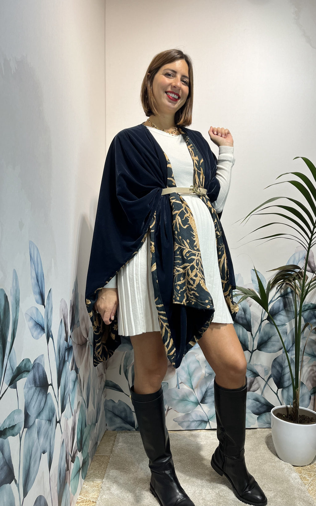 MANTELLA REVERSIBILE BLU E BRONZO