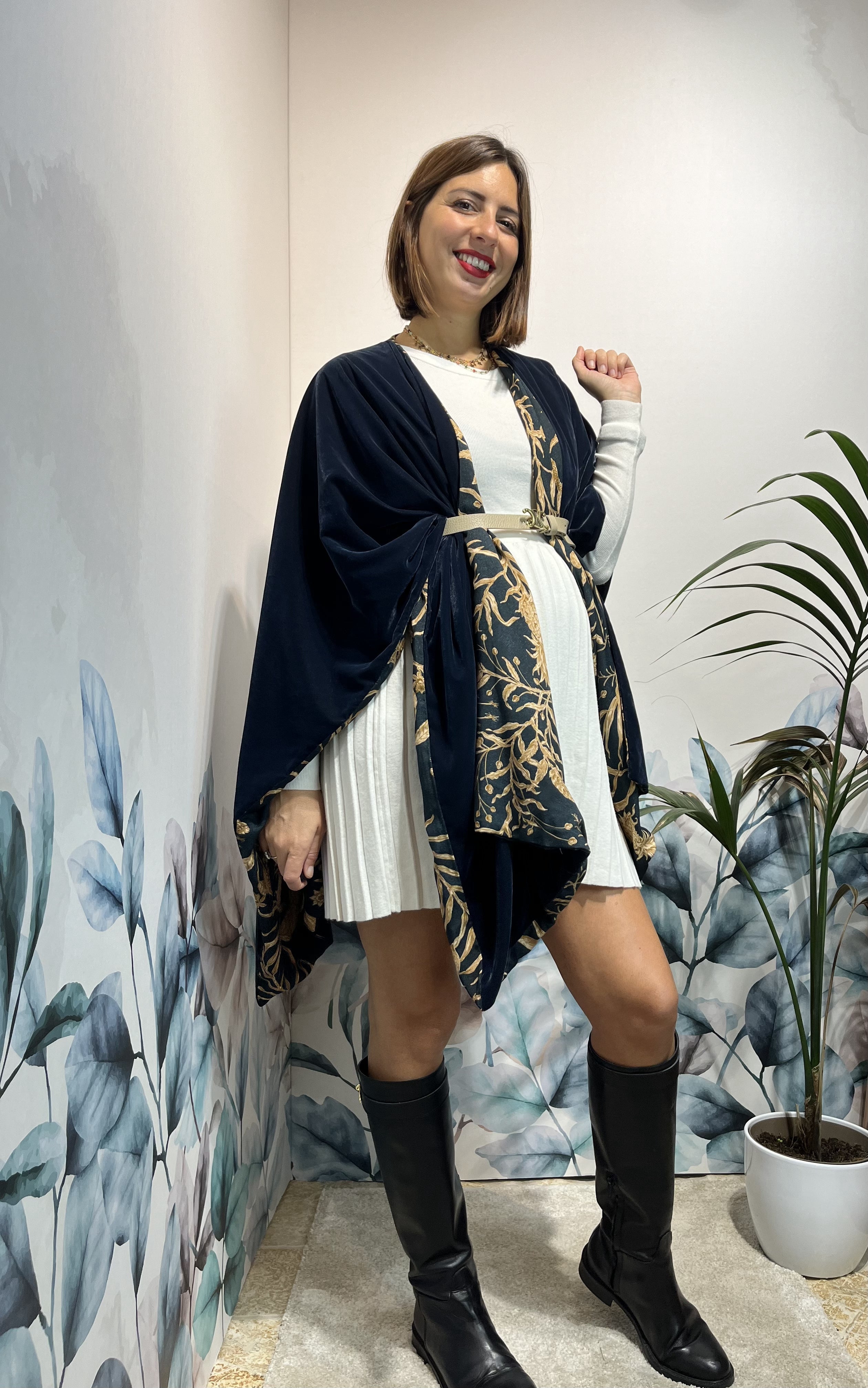 MANTELLA REVERSIBILE BLU E BRONZO