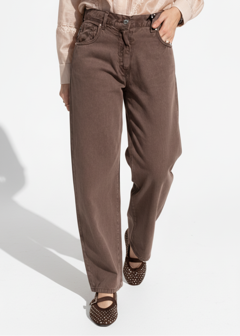 JEANS BELLA MARRONE LAVATO