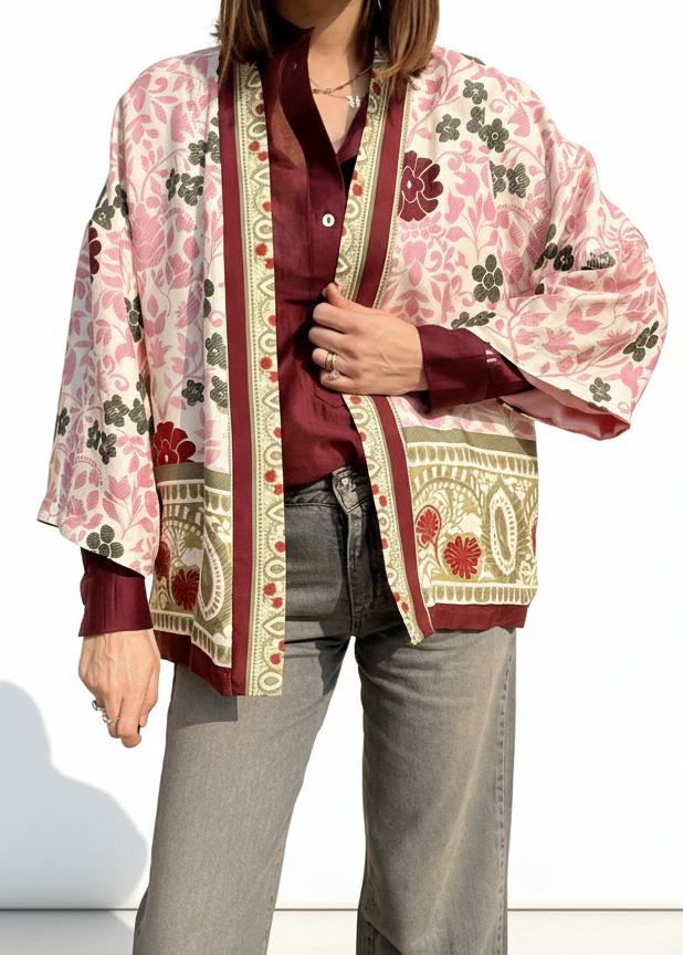 KIMONO CORTO FANTASIA ROSA