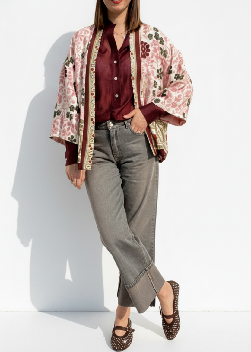 KIMONO CORTO FANTASIA ROSA