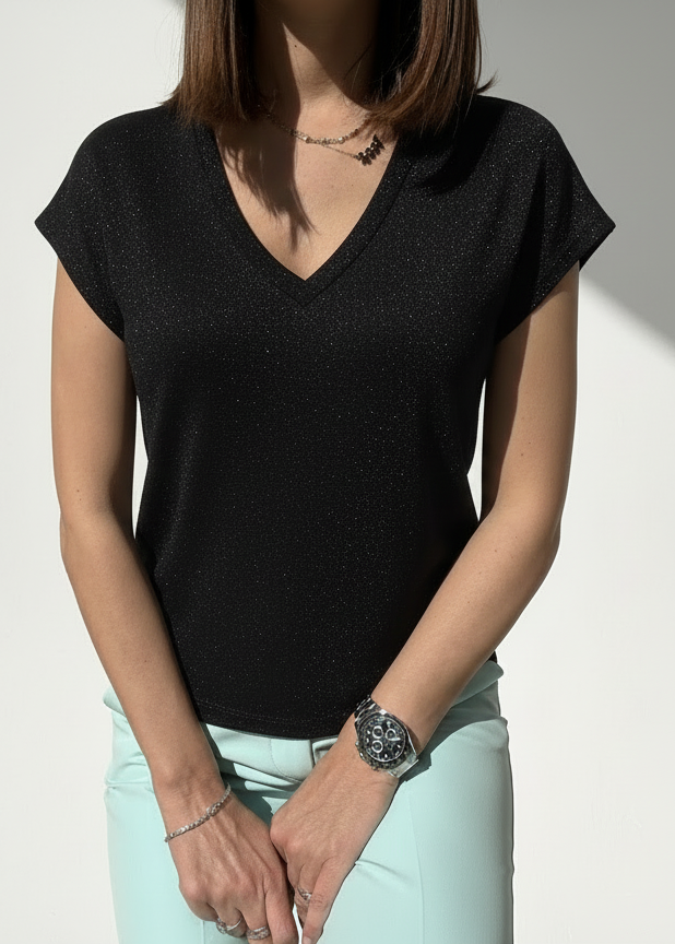 TSHIRT SCOLLO V GLITTER VALSONS