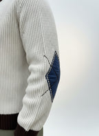 MAGLIONE COSTA INGLESE CON TOPPE PELLE