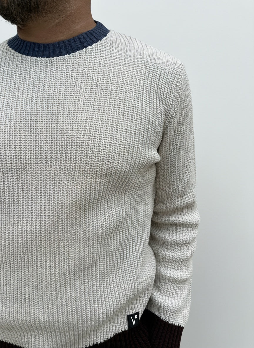 MAGLIONE COSTA INGLESE CON TOPPE PELLE