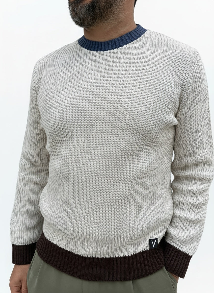 MAGLIONE COSTA INGLESE CON TOPPE PELLE