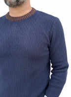 MAGLIONE COSTA INGLESE CON TOPPE PELLE