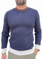 MAGLIONE COSTA INGLESE CON TOPPE PELLE