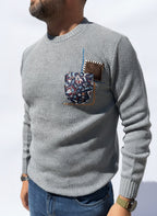 MAGLIONE GRIGIO OCCHIO DI PERNICE TASCHINO PATCH