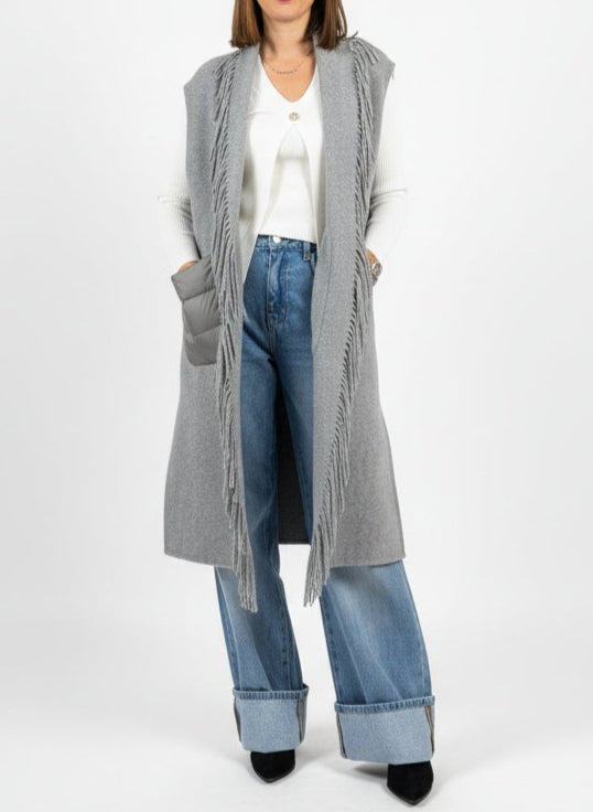 GILET CON TASCONI E FRANGE