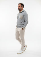 FELPA BOUBLE IN LANA CON ZIP E CAPPUCCIO