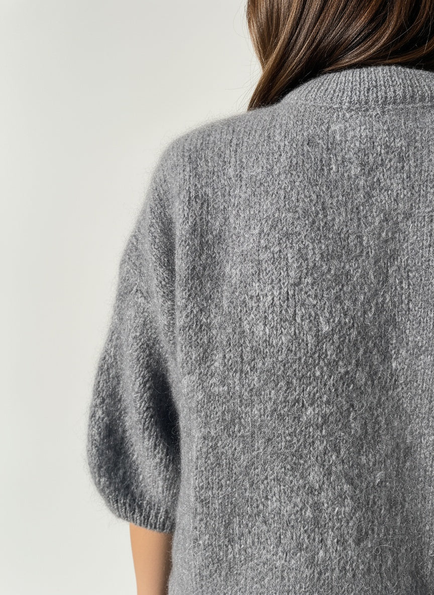 MAGLIONE OVER MANICA CORTA MOHAIR