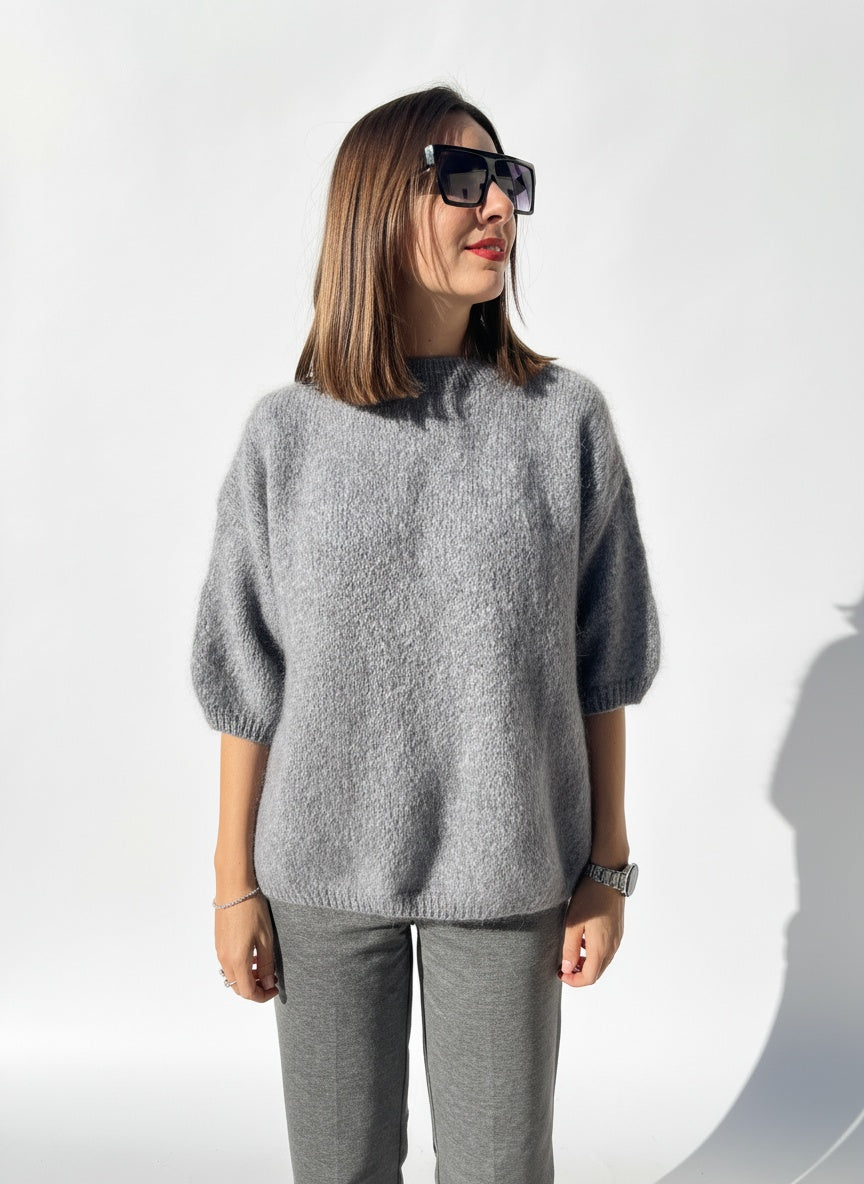 MAGLIONE OVER MANICA CORTA MOHAIR