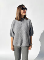 MAGLIONE OVER MANICA CORTA MOHAIR