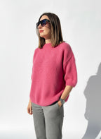 MAGLIONE OVER MANICA CORTA MOHAIR