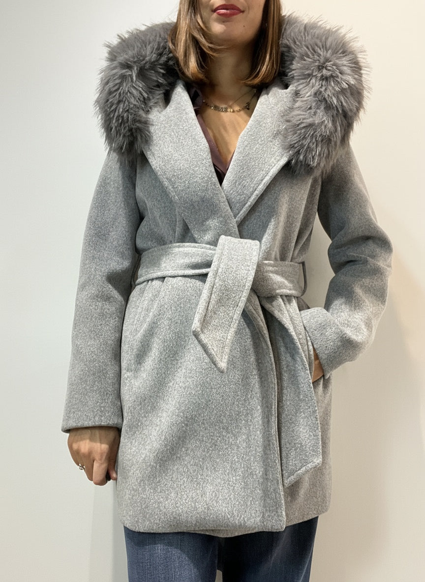 CAPPOTTO VESTAGLIA CON PELLICCIA