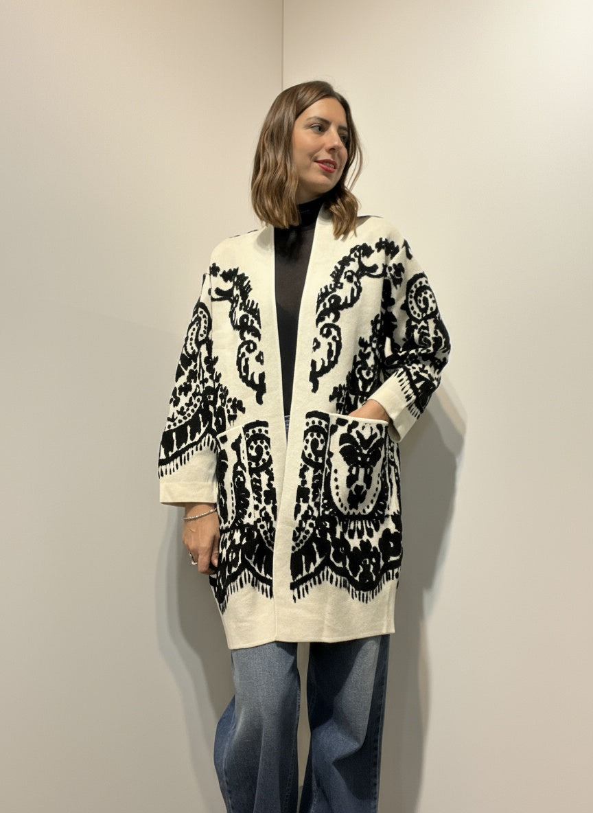 CARDIGAN DAMASCATO