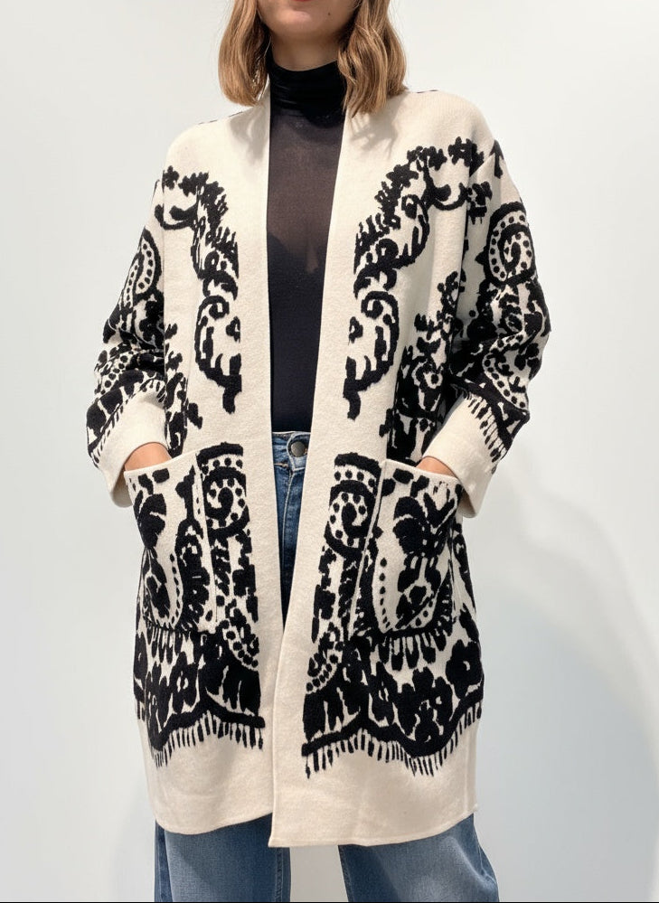 CARDIGAN DAMASCATO