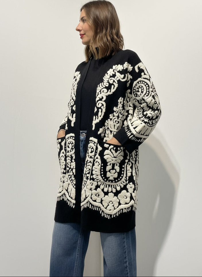 CARDIGAN DAMASCATO