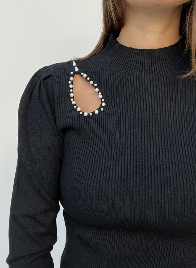 MAGLIA LUPETTO APPLICAZIONE PERLE