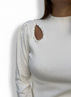 MAGLIA LUPETTO APPLICAZIONE PERLE