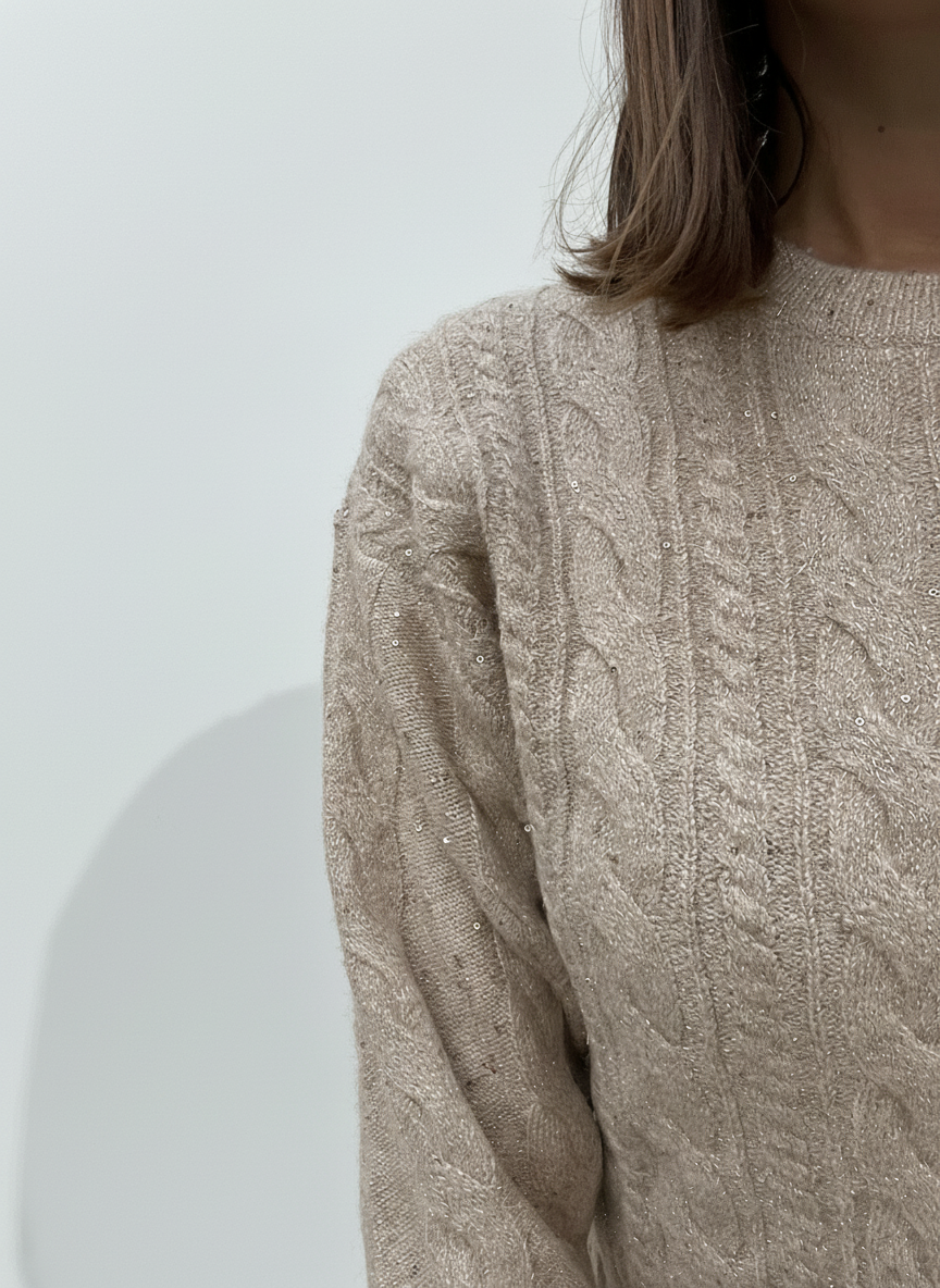 MAGLIONE PAILETTES TRECCIA
