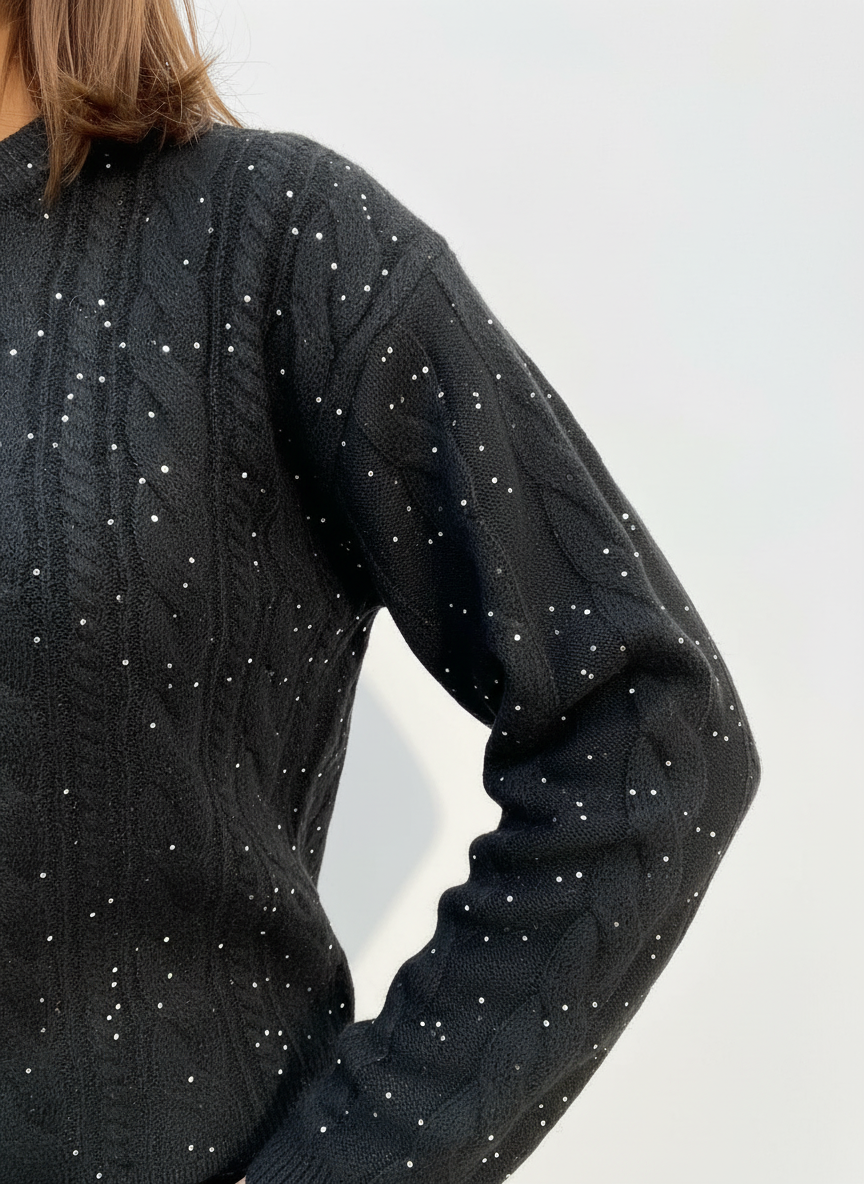 MAGLIONE PAILETTES TRECCIA