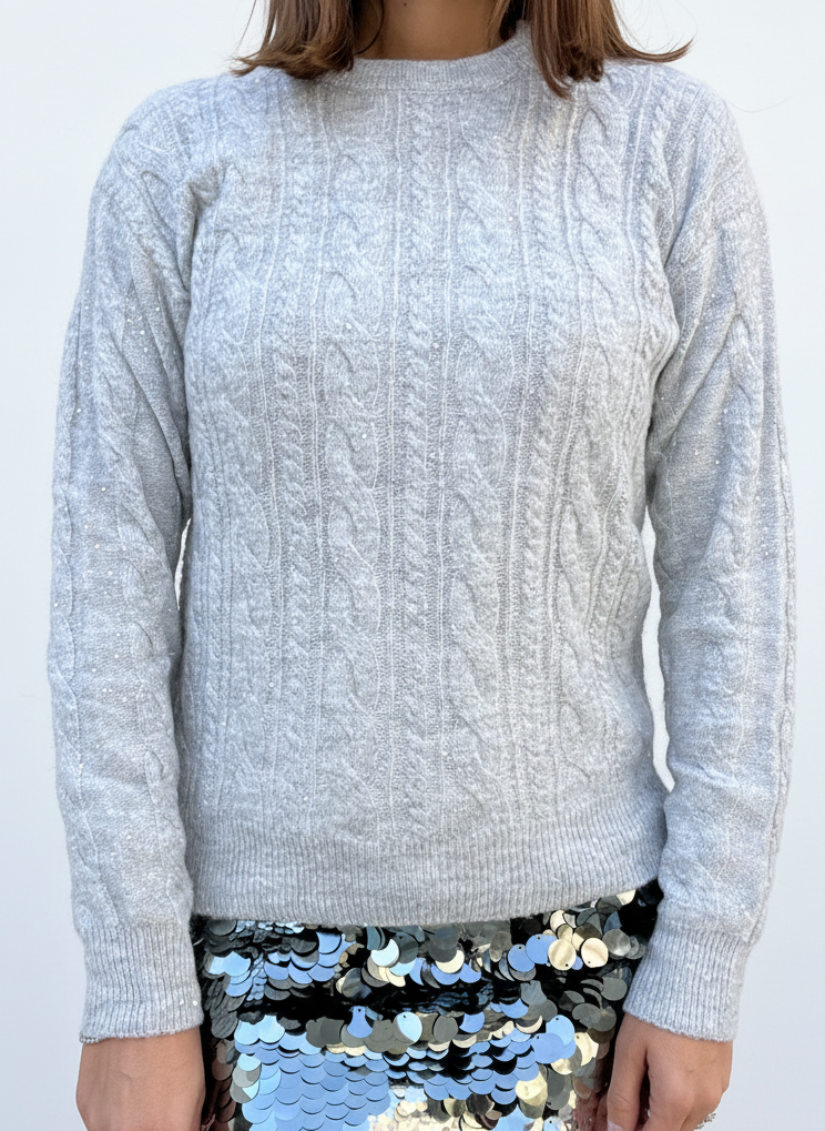 MAGLIONE PAILETTES TRECCIA