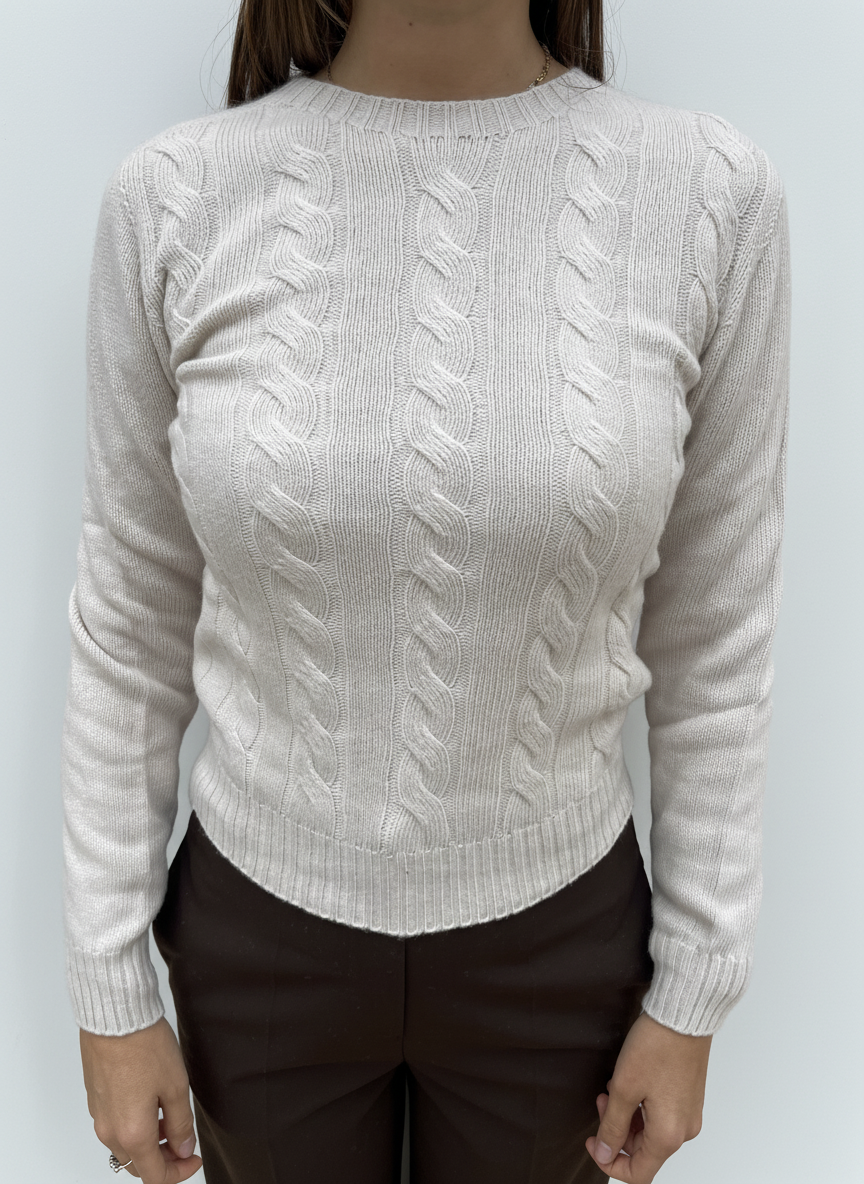 MAGLIONE MISTO CASHMERE A TRECCE