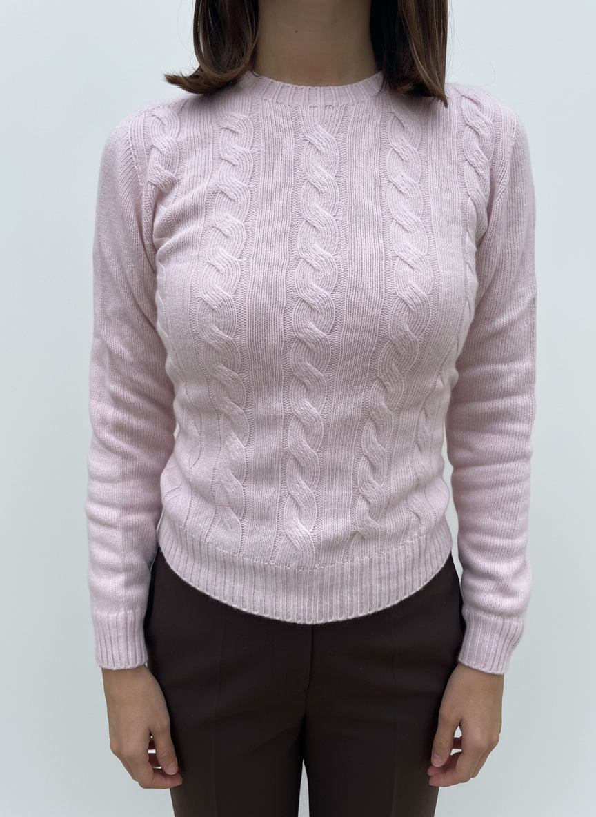 MAGLIONE MISTO CASHMERE A TRECCE