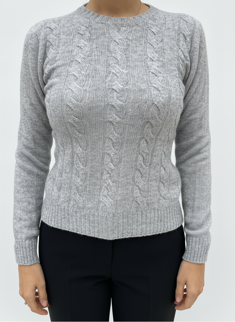 MAGLIONE MISTO CASHMERE A TRECCE