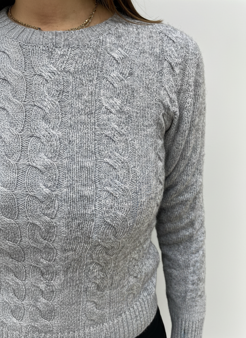 MAGLIONE MISTO CASHMERE A TRECCE