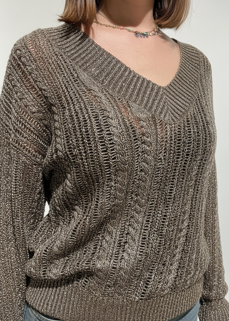 MAGLIONE LUREX TRAFORATO SCOLLO V