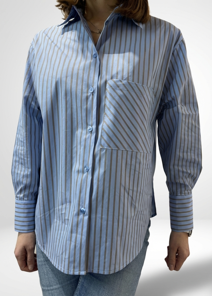 CAMICIA RIGHE TASCHINO