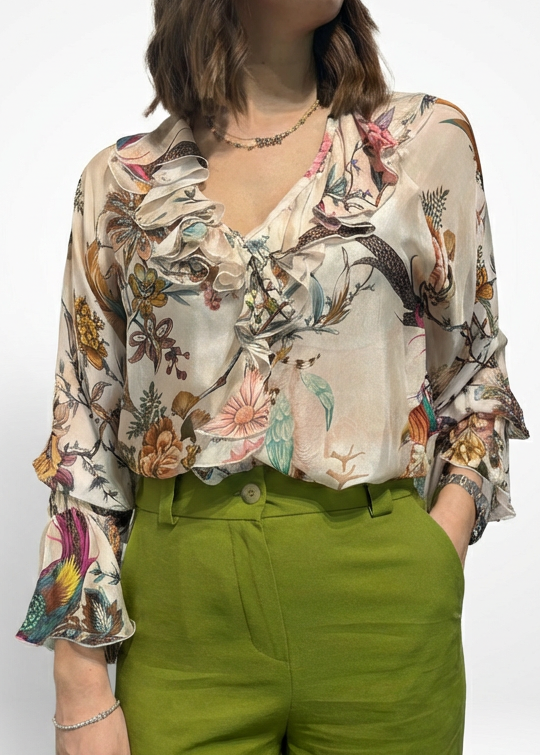 CAMICIA IN FANTASIA IN SETA E VISCOSA