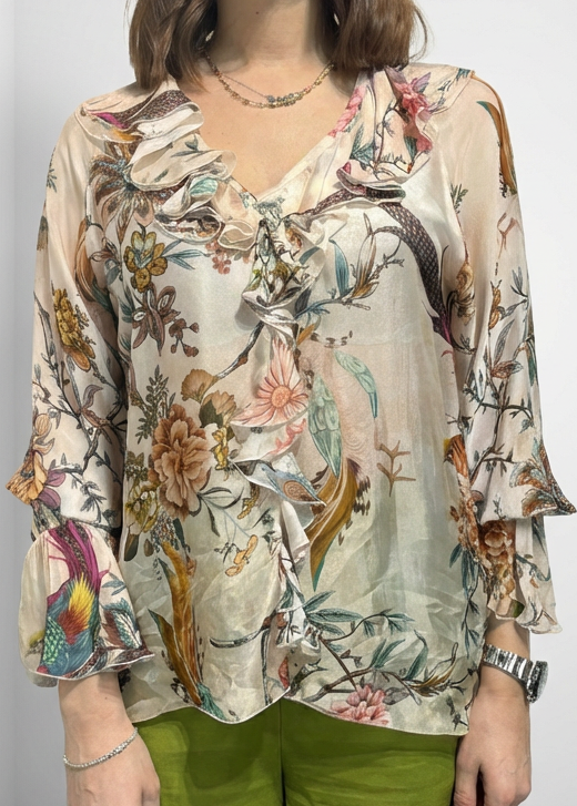 CAMICIA IN FANTASIA IN SETA E VISCOSA